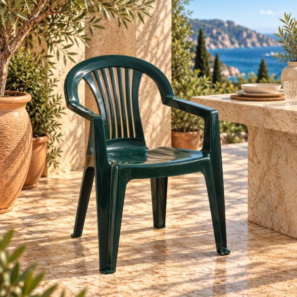 Sillón LAGO, monoblock, apilable, verde