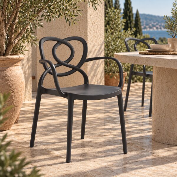 Sillón LOVE, apilable,  polipropileno antracita
