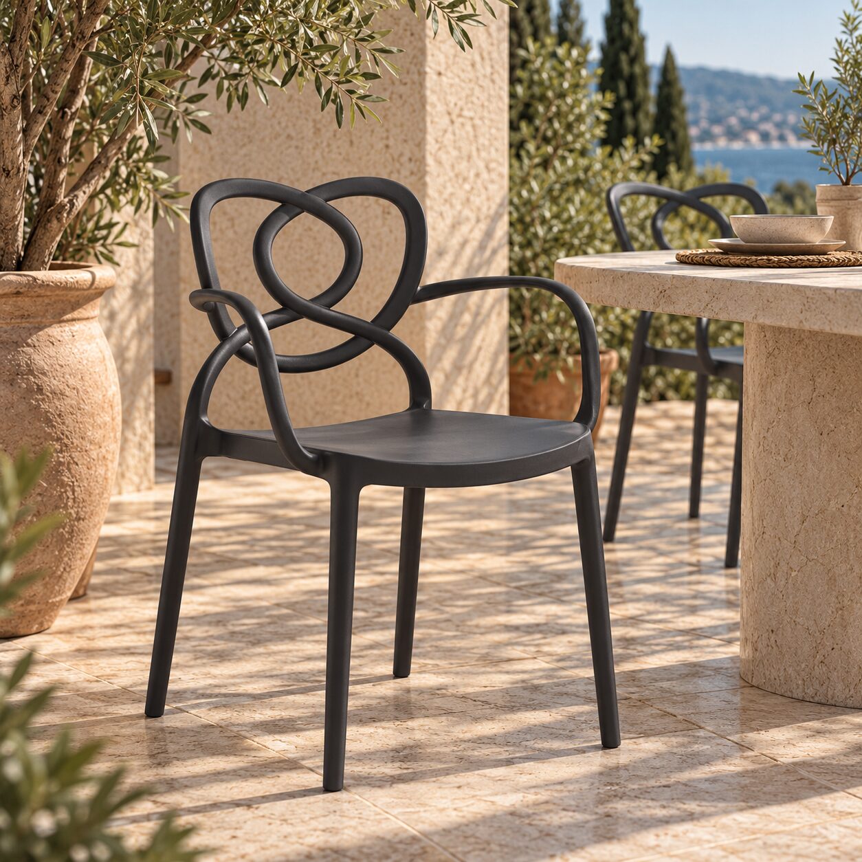 Sillón LOVE, apilable,  polipropileno antracita