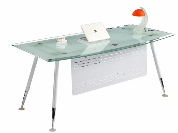 Mesa de oficina ACRE, vidrio templado blanco, 160 x 80 cms