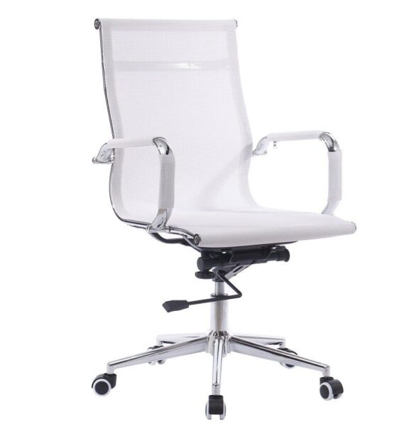 Sillón de oficina IGOR, giratorio, regulación de altura, basculante profundo, malla blanca
