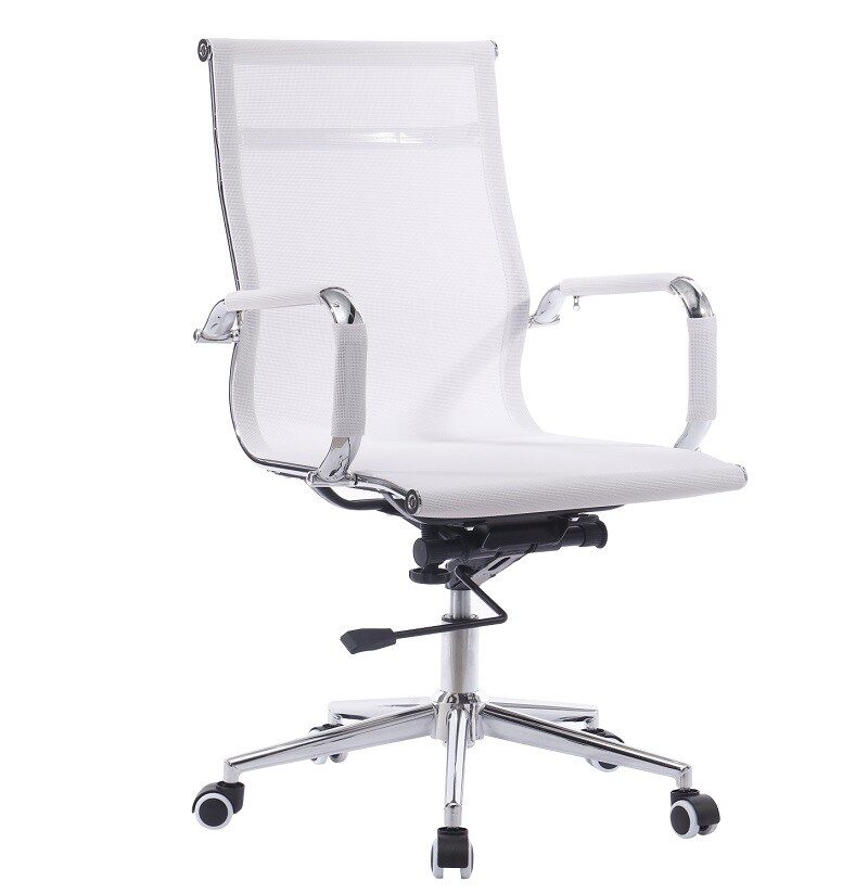 Sillón de oficina IGOR, giratorio, regulación de altura, basculante profundo, malla blanca