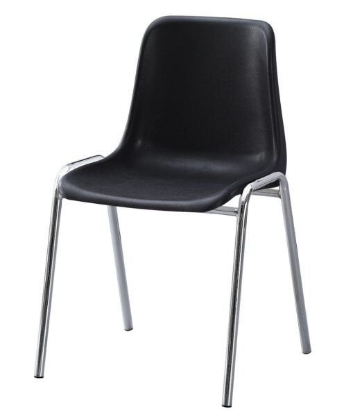 Silla CARCASA, apilable, cromada, polipropileno negro