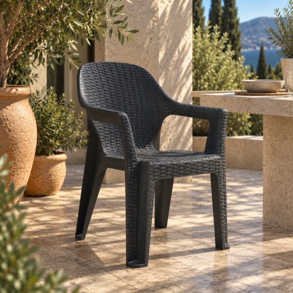 Sillón CIES, apilable, polipropileno antracita