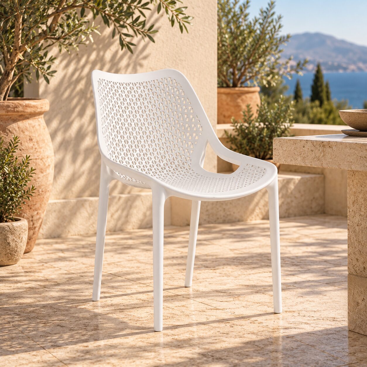 Silla BILL, apilable,  polipropileno blanco*