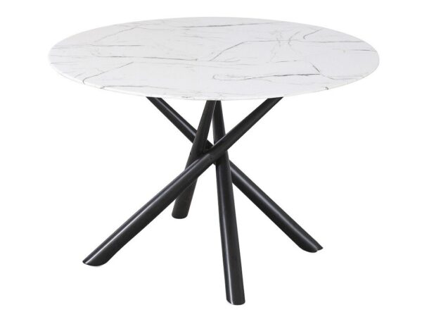 Mesa SAHARA, metal negro, tapa de cristal templado, 120 cms de diámetro