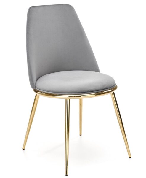 Silla TAVIRA, metal, cromado dorado, tapizado velvet gris