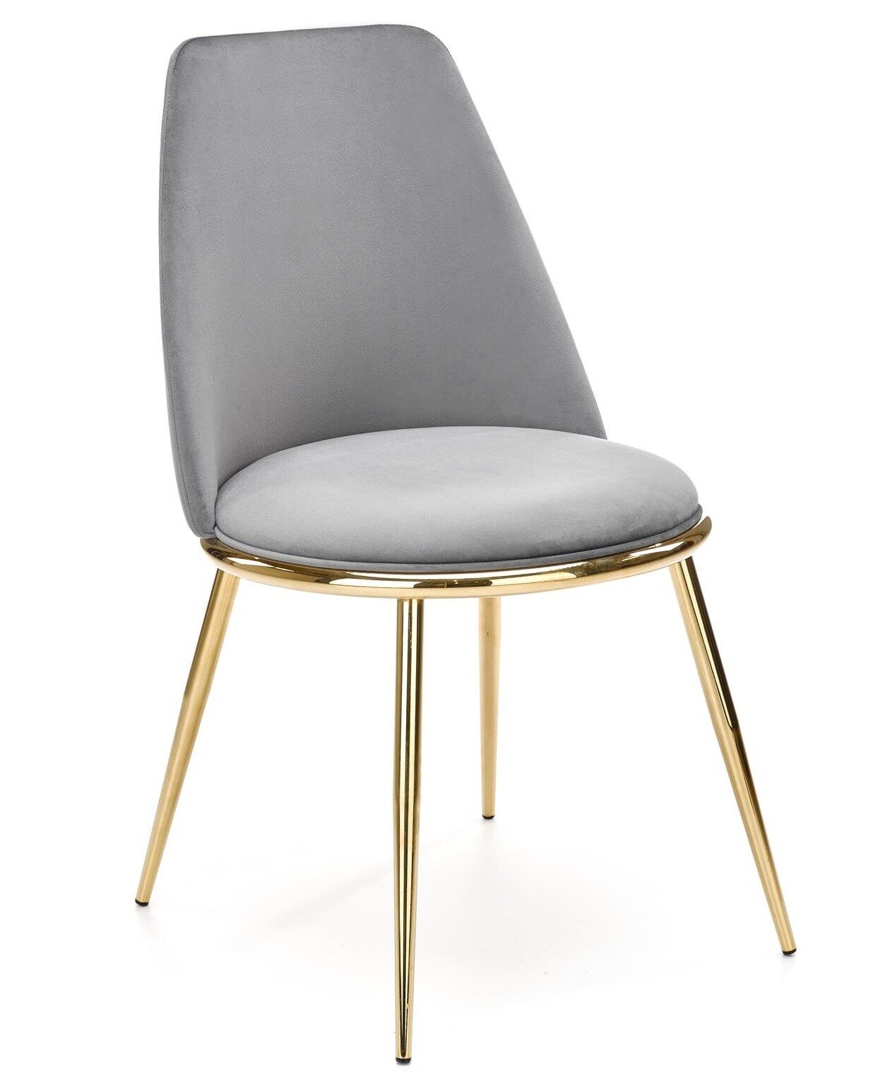 Silla TAVIRA, metal, cromado dorado, tapizado velvet gris