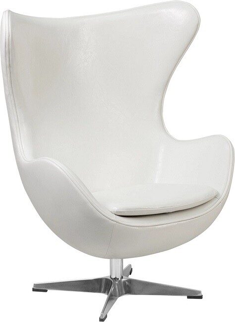 Sillón EG, tapizado similpiel blanca
