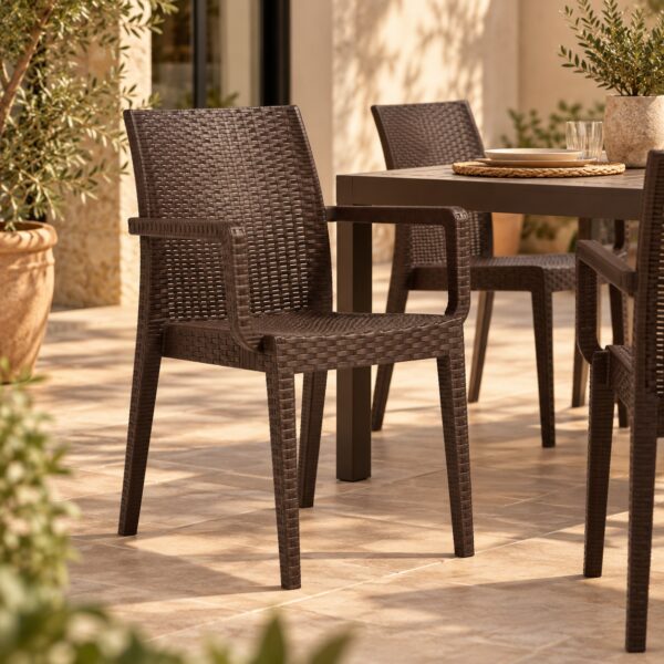 Sillón GLADY, apilable, polipropileno marrón chocolate
