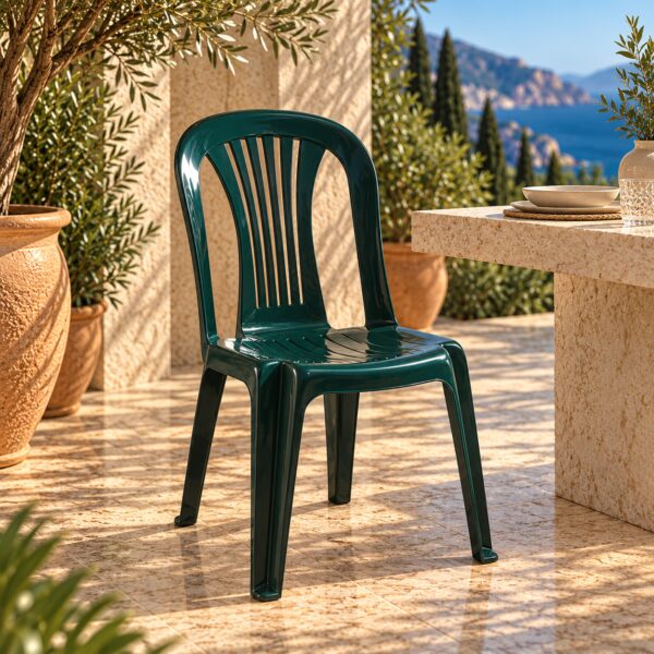 Silla LAGO, monoblock, apilable, verde