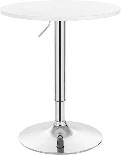 Mesa MABEL, graduable, tapa soft blanca, 70 cms de diámetro