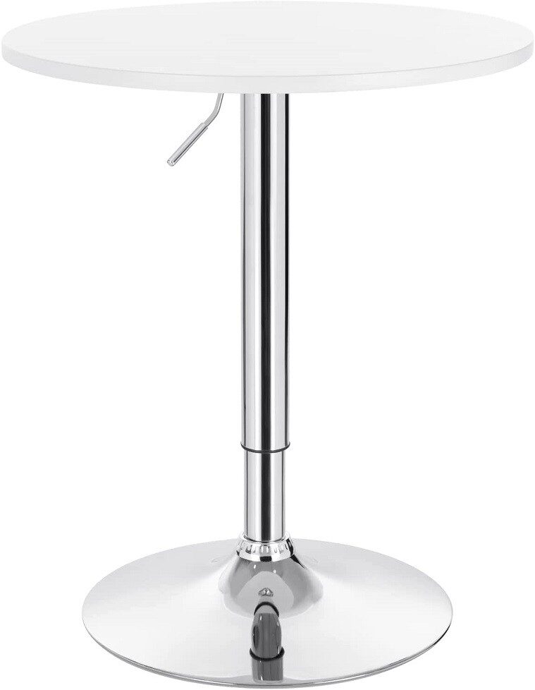 Mesa MABEL, graduable, tapa soft blanca, 70 cms de diámetro