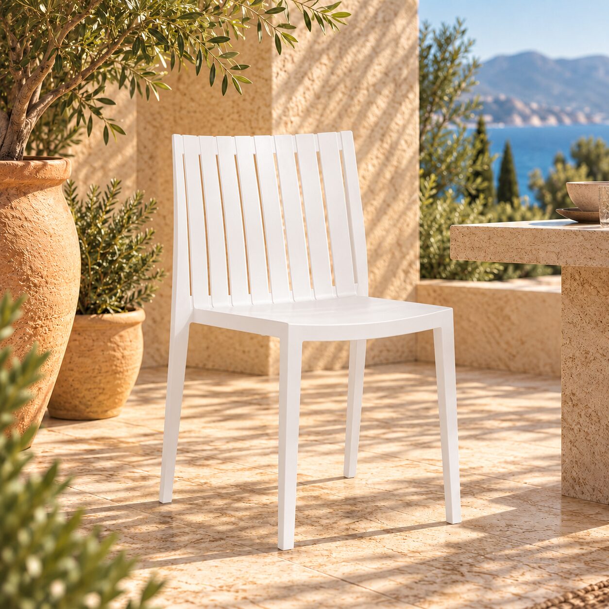 Silla CHOPIN, apilable,  polipropileno blanco
