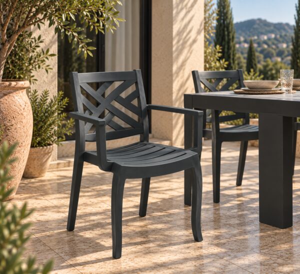 Sillón JACARANDA, apilable, polipropileno antracita