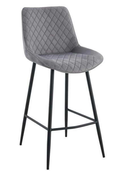 Taburete FELICIO, metal, tapizado velvet gris claro