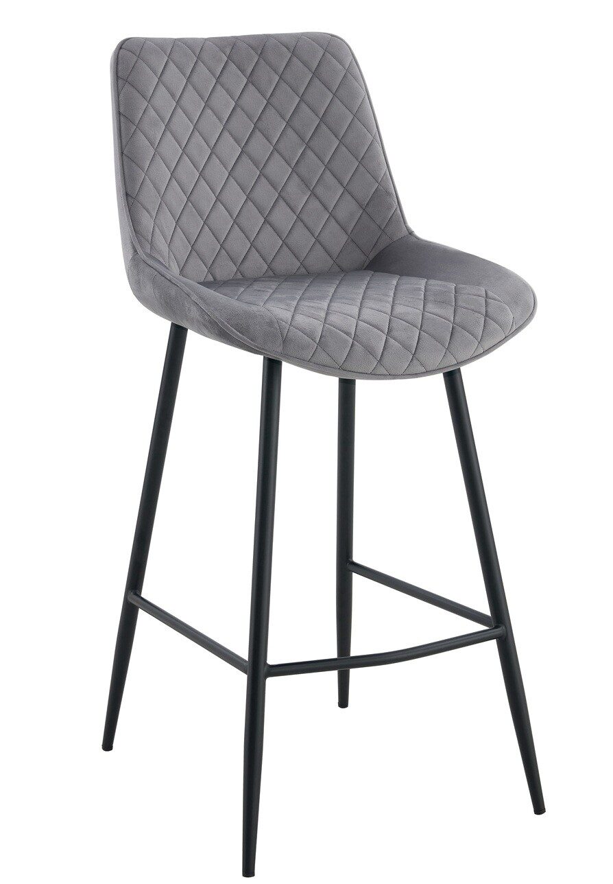Taburete FELICIO, metal, tapizado velvet gris claro