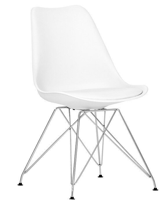Silla BELLA (SU), cromada, carcasa y cojín blanco
