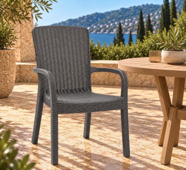Sillón ARUBA, apilable, polipropileno gris