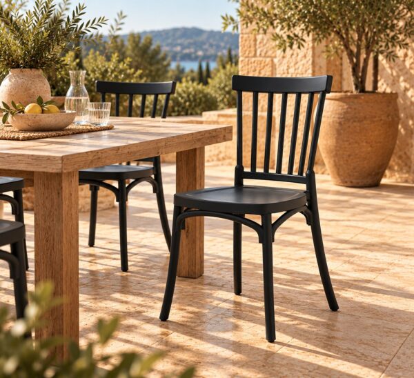 Silla MILOS 43, apilable, tratamiento anti UV, polipropileno antracita