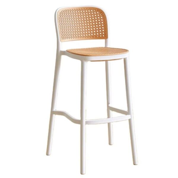 Taburete NIJAR BB, apilable, tratamiento anti UV, polipropileno blanco y beige