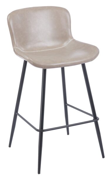 Taburete SAMPER, metal, similpiel vintage gris