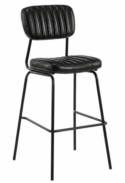 Taburete NUREMBERG, metal, similpiel negro