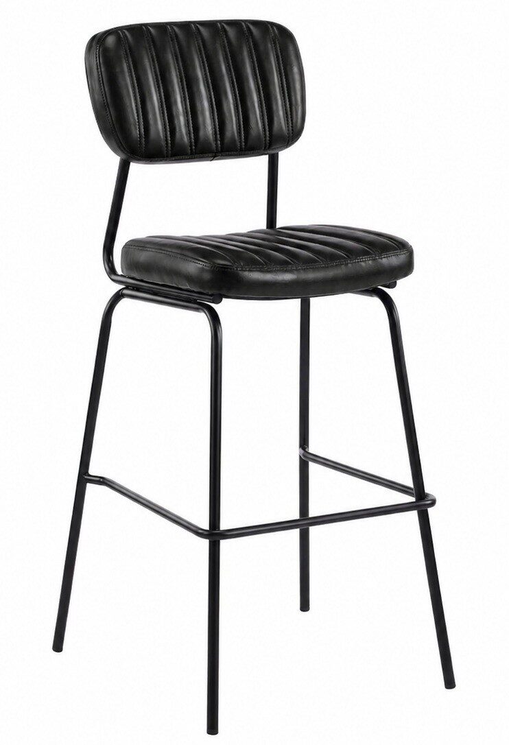Taburete NUREMBERG, metal, similpiel negro
