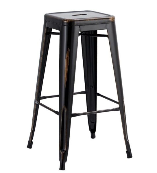 Taburete TOL EK VINTAGE, acero, negro