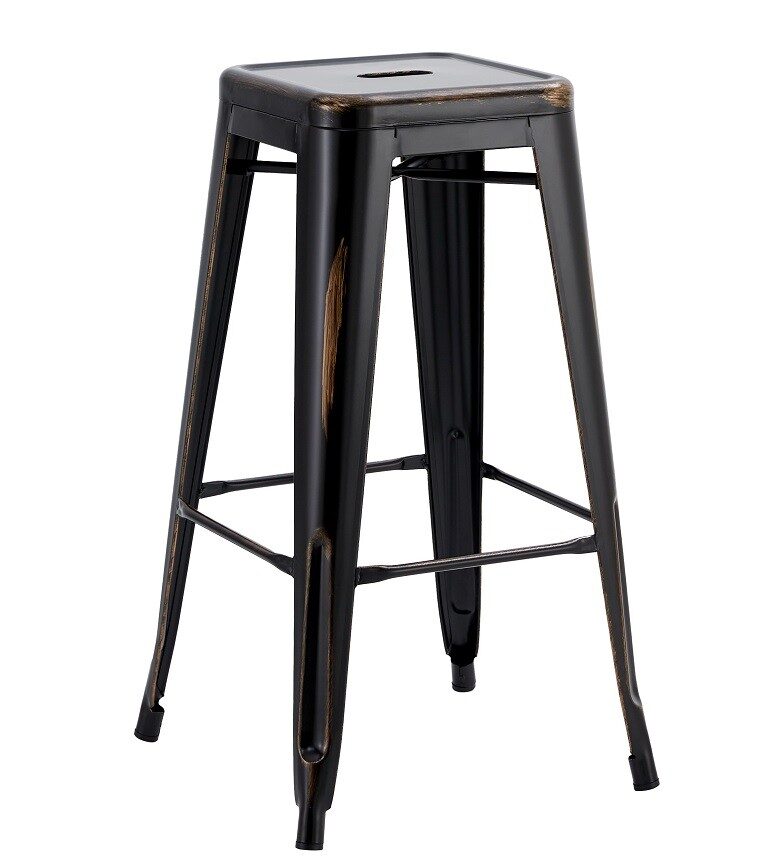 Taburete TOL EK VINTAGE, acero, negro