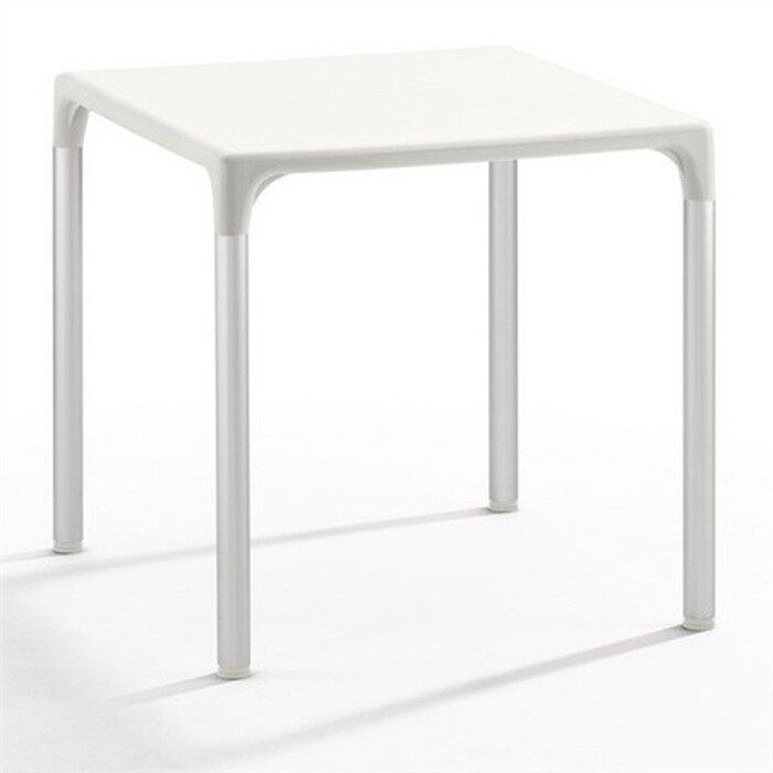 Mesa ELIANA, aluminio, polipropileno blanco 74×74 cms