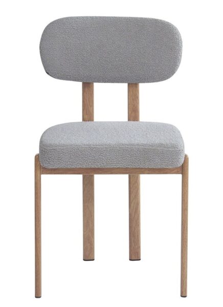 Silla MESINA, metal acabado de color madera, tejido bouclé gris 24