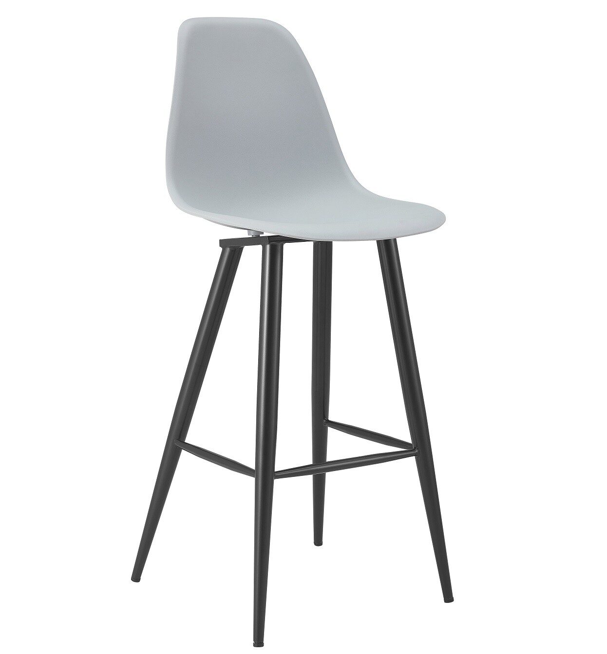 Taburete CLUNY, metal epoxi negro, polipropileno gris