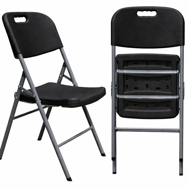 Silla BEACH NEW, plegable, metal, gris, polietileno negro