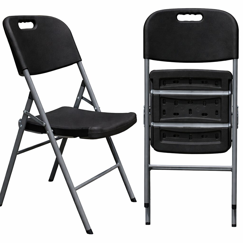 Silla BEACH NEW, plegable, metal, gris, polietileno negro