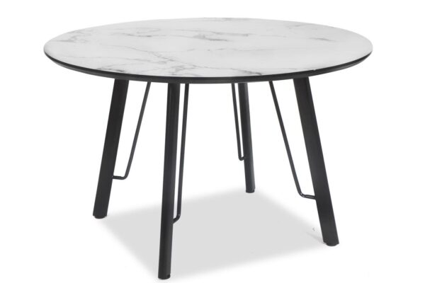Mesa BIAGIO, metal, tapa DM imitación mármol, 120 cms de diámetro