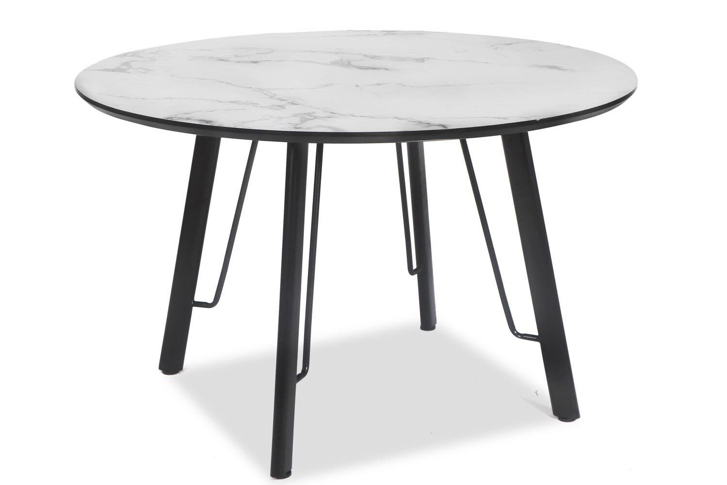 Mesa BIAGIO, metal, tapa DM imitación mármol, 120 cms de diámetro