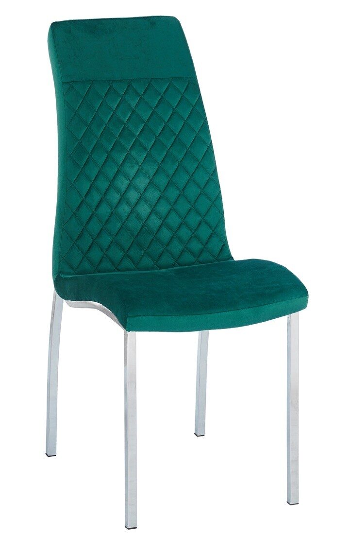 Silla THAIS, cromada, tejido velvet verde oscuro