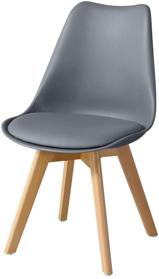 Silla TORRE 4P ( SU ), madera, polipropileno y cojín gris oscuro