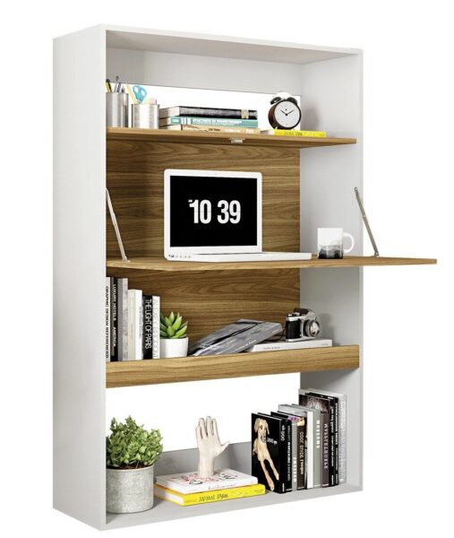 Armario SPAIN, multiusos, alto, MDP blanco y miel, 90x36x140 cms