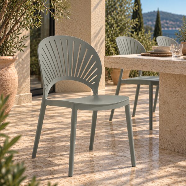 Silla ABANICO, apilable, polipropileno gris