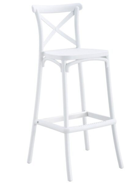 Taburete CORFÚ, tratamiento anti UV, polipropileno blanco