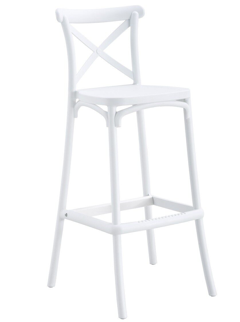Taburete CORFÚ, tratamiento anti UV, polipropileno blanco