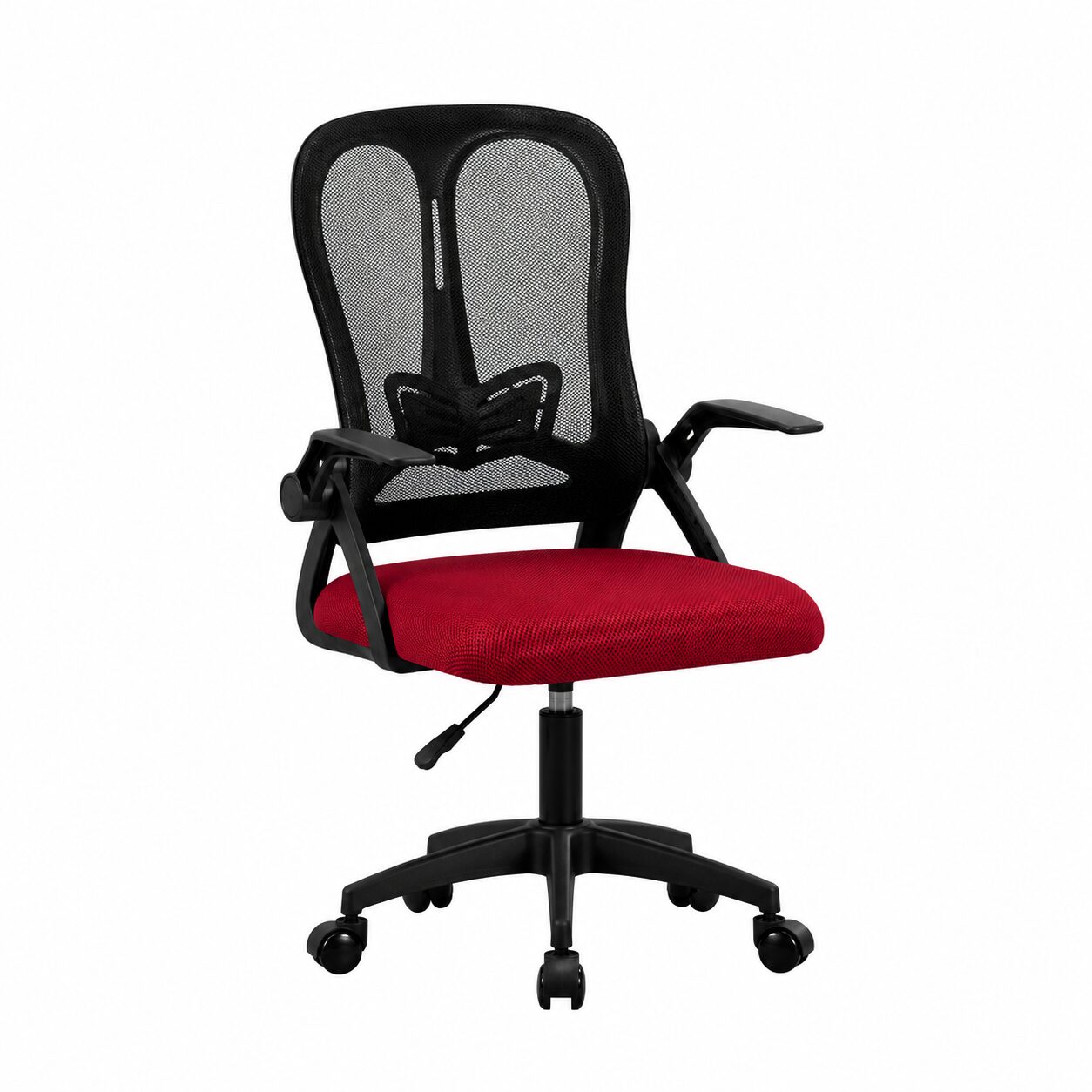 Sillón de oficina GIVERNY NRV, negro, malla negra y asiento rojo vino