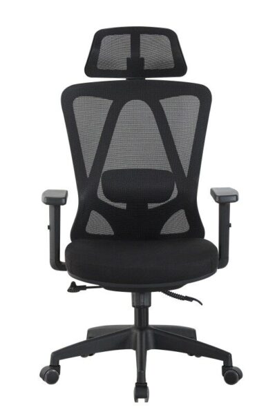 Sillón de oficina CIRAL, alto, negro, malla y asiento negro