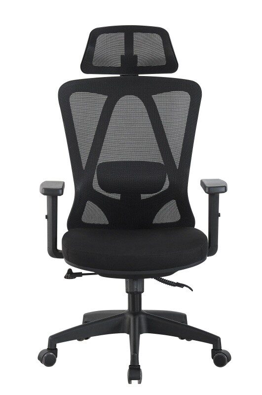 Sillón de oficina CIRAL, alto, negro, malla y asiento negro