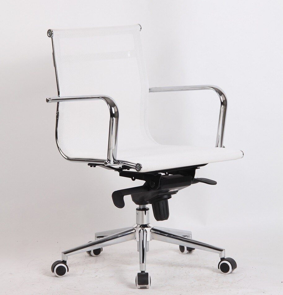 Sillón de oficina MAX NEW, giratorio, malla blanca