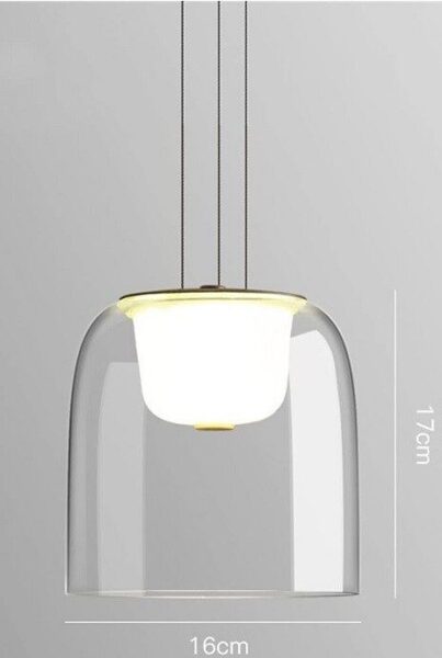 Lámpara WITTEN H170, colgante, metal, cristal, led