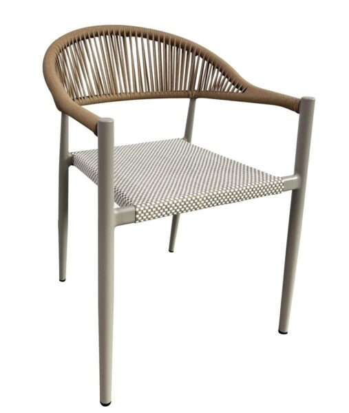 Sillón MÓNACO, apilable, aluminio, ratán y teslin
