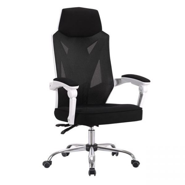 Sillón de oficina GRAZ, blanco, alto, malla y tejido negro